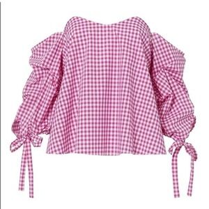 Caroline Constas Pink and White Gingham Blouse